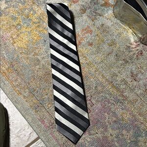 100% Pure Silk Striped Black and Gray Men's Tie